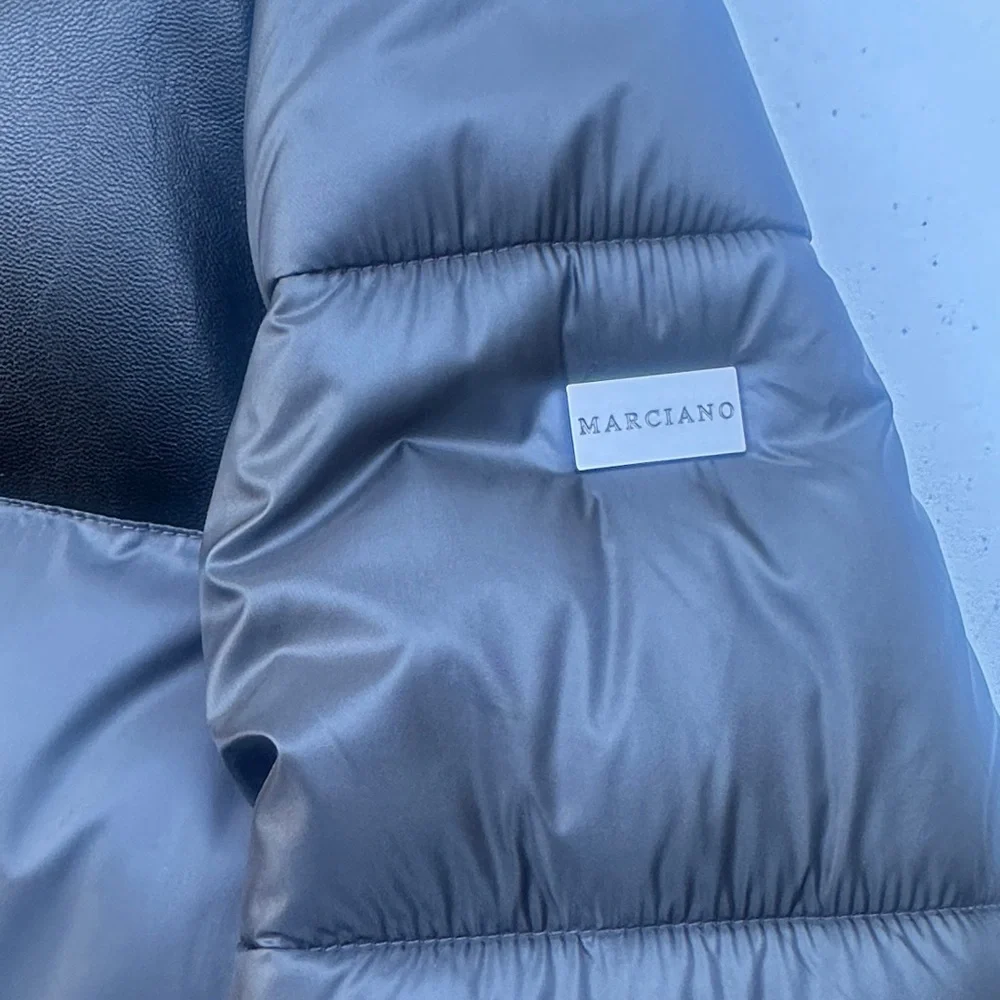 GUESS BY Marciano Black Puffer Jacket with Orange Lining